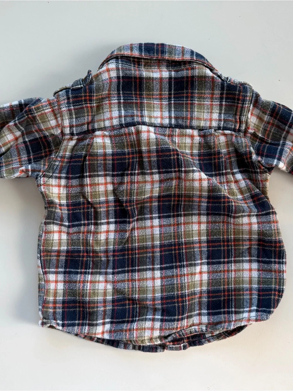 OshKosh Plaid Flannel Button-Down Shirt in Navy, Orange & White